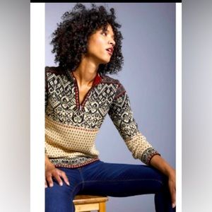 Invisible World Women's 100% Alpaca Wool Sweater Half-Zip Norwegian Pullover